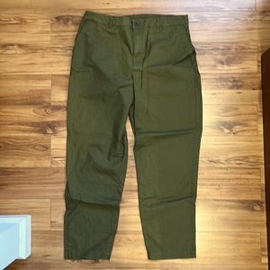 Uniqlo women’s Linen Cotton Tapered Pant olive green XL easy fit